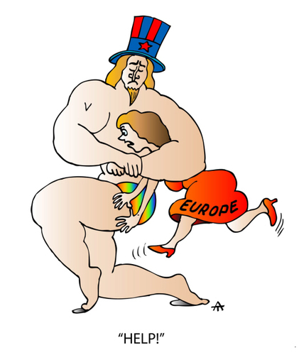 Cartoon: Europe (medium) by Alexei Talimonov tagged europe,usa