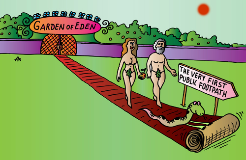 Cartoon: Garden of Eden (medium) by Alexei Talimonov tagged eden,god,bible,adam,eve,garden