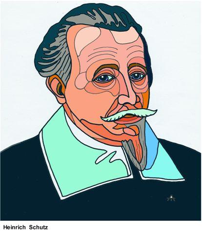 Cartoon: Heinrich Schütz (medium) by Alexei Talimonov tagged composer,musician,music,heinrich,schütz