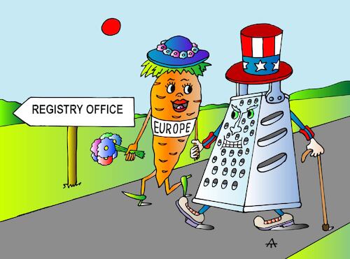 Cartoon: Registry Office (medium) by Alexei Talimonov tagged usa,europe