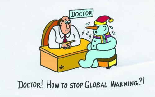 Cartoon: Snowman at the doctor (medium) by Alexei Talimonov tagged snowman,global,warming,doctor