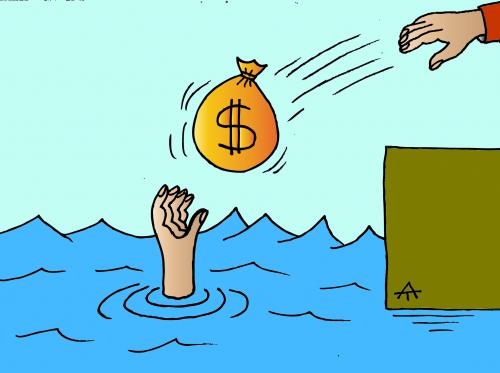Cartoon: SOS (medium) by Alexei Talimonov tagged dollar,help,sos,currency,financial,crisis