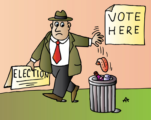 Cartoon: Vote here! (medium) by Alexei Talimonov tagged voting,election