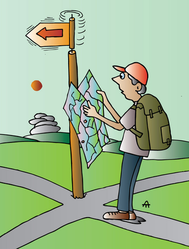 Cartoon: Waymark (medium) by Alexei Talimonov tagged waymark,directions