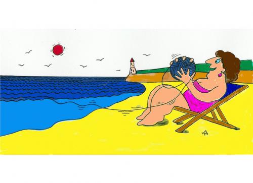 Cartoon: Woman On The Sea (medium) by Alexei Talimonov tagged woman,sea,beach
