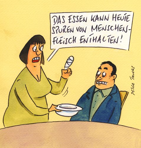 Cartoon: fleisch (medium) by Peter Thulke tagged pferdefleisch,essen,fastfood,pferdefleisch,essen,fastfood