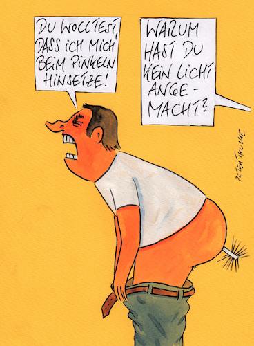 Cartoon: hinsetzen (medium) by Peter Thulke tagged pinkeln,sitzen,dumm,pinkeln,sitzen,dumm