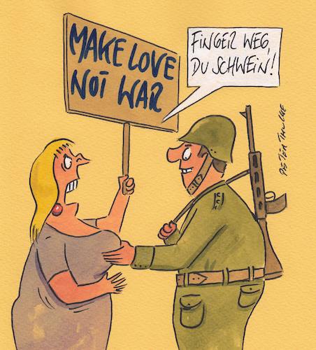 Cartoon: love (medium) by Peter Thulke tagged liebe,krieg,liebe,krieg