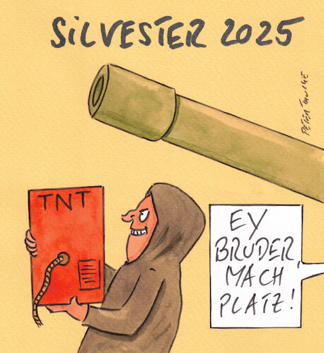 Cartoon: silvester 2025 (medium) by Peter Thulke tagged silvester,knallerei,idioten,silvester,knallerei,idioten