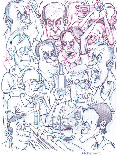 Cartoon: Angry Crowd (medium) by Cartoons and Illustrations by Jim McDermott tagged angry,crowd,sketch