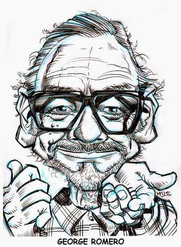 Cartoon: George Romero (medium) by Cartoons and Illustrations by Jim McDermott tagged scary,horrormovies,caricatures,zombie,georgeromero