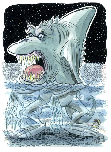 Cartoon: Sharkthing (medium) by Cartoons and Illustrations by Jim McDermott tagged shark,cartoon,ocean,monster