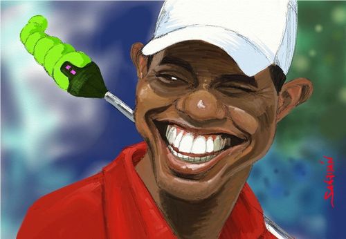 Cartoon: The eye of the Tiger (medium) by sanjuan tagged tiger,woods,sport,golf,the