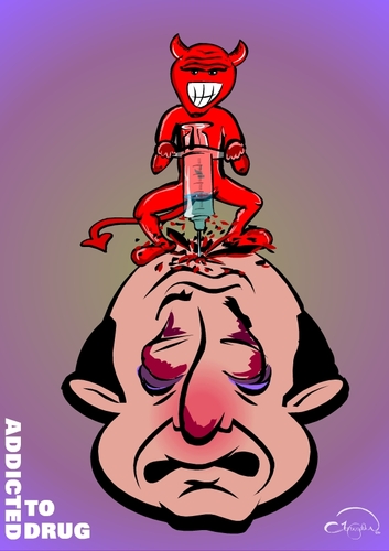 Cartoon: addicted to drug (medium) by duygu saracoglu tagged addiction,drug