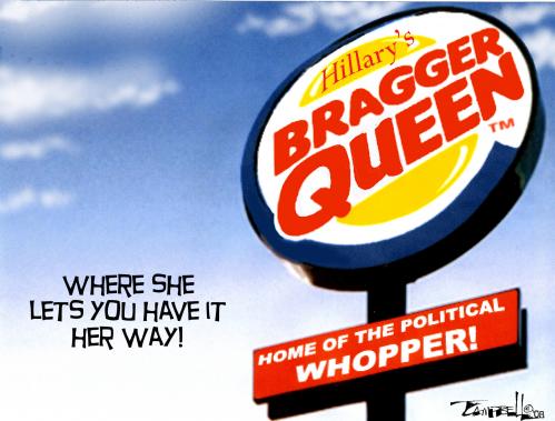 Cartoon: Bragger Queen (medium) by CARTOONISTX tagged hillary,clinton,lies,