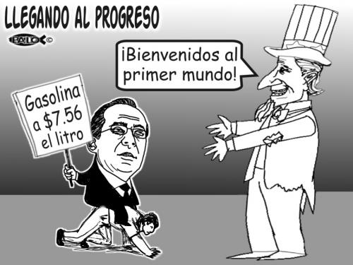 Cartoon: Llegando al progreso (medium) by Empapelador tagged mexico