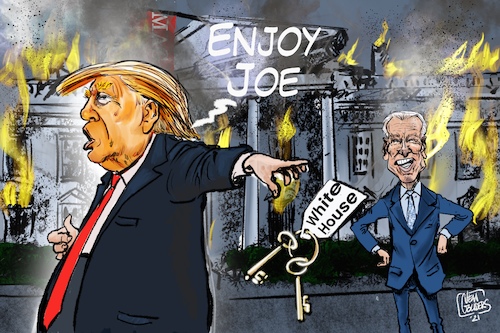 Cartoon: Enjoy Joe (medium) by jean gouders cartoons tagged trump,us,elections,biden,occupation,trump,us,elections,biden,occupation