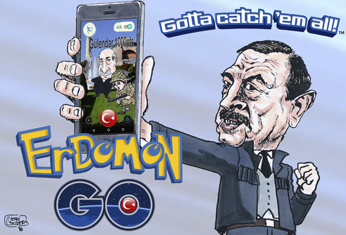 Cartoon: Erdomon (medium) by jean gouders cartoons tagged erdogan,gülen,pokemon,go,coupe,erdogan,gülen,pokemon,go,coupe