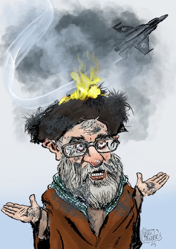 Cartoon: Israel bombs Iran (medium) by jean gouders cartoons tagged israel,iran,attack,israel,iran,attack