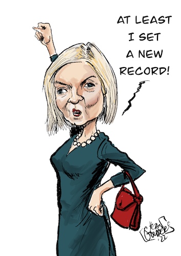 Cartoon: New record (medium) by jean gouders cartoons tagged truss,uk,resigned,pm,truss,uk,resigned,pm