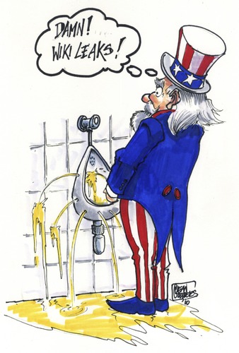 Cartoon: Wiki leaks (medium) by jean gouders cartoons tagged assange,leaks,wiki,wikileaks,julian assange,usa,julian,assange