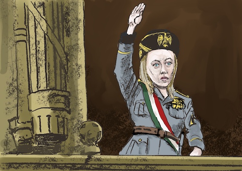 Cartoon: Winner (medium) by jean gouders cartoons tagged meloni,italie,fascism,elections,meloni,italie,fascism,elections