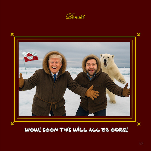 Cartoon: Ich liebe Green! (medium) by Alf Miron tagged donald,trump,usa,grönland,dänemark,imperialismus,nato,bodenschätze,klimawandel