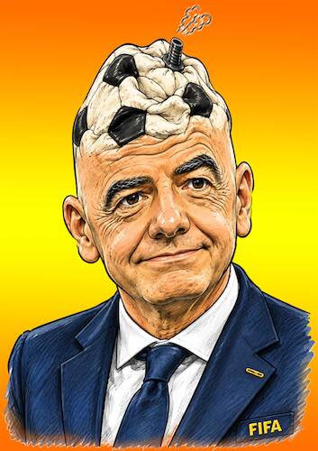 Cartoon: SoccerZocker (medium) by Alf Miron tagged gianni,infantino,president,soccer,fussball,fifa,privatisierung,korruption,geld,gier,uefa