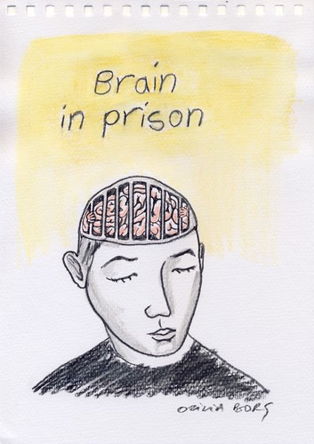 Cartoon: Brain in prison (medium) by Otilia Bors tagged otilia,bors