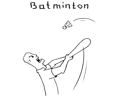 Cartoon: batminton (medium) by Bonville tagged batminton,badminton,bat,bad,sport
