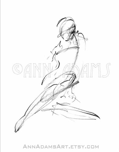 Cartoon: 008 female figure sketch (medium) by AnnAdams tagged nude,figure,sketch,art,artwork,drawing,pencil,ann,adams,beautiful