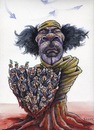 Cartoon: Dictator and his human shield (small) by lloyy tagged gadddafi,dictator,human,shield,libia,caricature,humour,lloyy