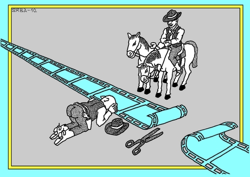 Cartoon: Butch Cassidy  and the Sundance (medium) by srba tagged butch,cassidy,sundance,kid,movie,train,robbers