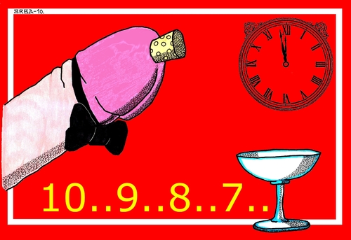 Cartoon: Countdown (medium) by srba tagged new,year,champagne,midnight,hours,cheers