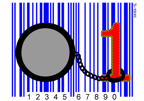 Cartoon: Digital Prison (medium) by srba tagged zero,digital,numbers,one,barcode