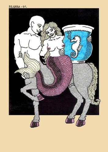 Cartoon: Happy Family (medium) by srba tagged centaur,mermaid,seahorse