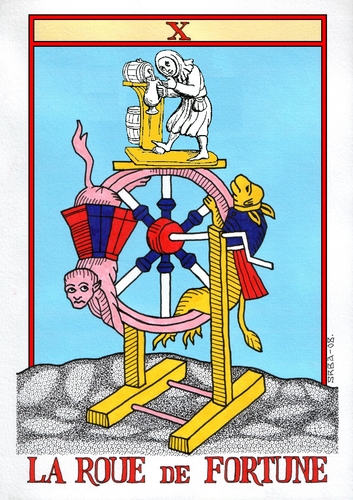 Cartoon: La Roue de  Fortune (medium) by srba tagged tarot,cards,beer