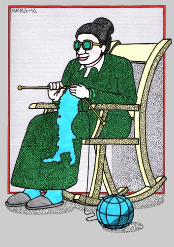 Cartoon: Nonna Italia (medium) by srba tagged italy,grandmother,knitting