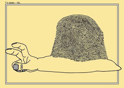 Cartoon: Snailfingers (medium) by srba tagged snails,fingers,fingerprint