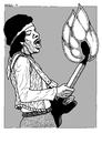 Cartoon: Jimi Hendrix (small) by srba tagged jimi,hendrix,music,isle,of,wight,burning,guitar