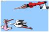 Cartoon: Modern Age (small) by srba tagged birth death nature technology stork rocket