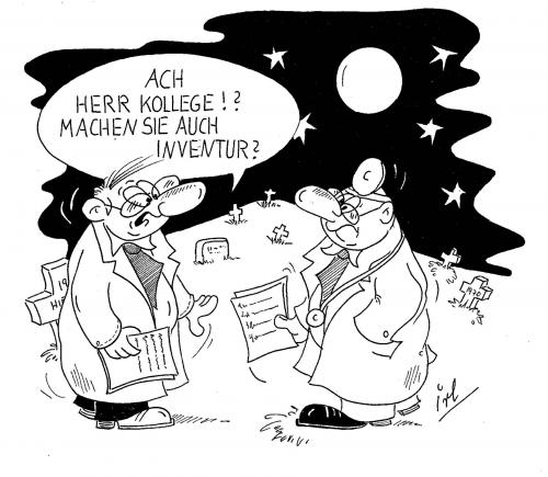 Cartoon: Inventur (medium) by irlcartoons tagged mond,tod,grabstein,kreuz,krank,kollege,humor,nacht,inventur,friedhof,arzt,inventur,bestand,zählen,kontrolle,friedhof,tod,grabstein,job,arbeit,ware,wiedersehen,kollege