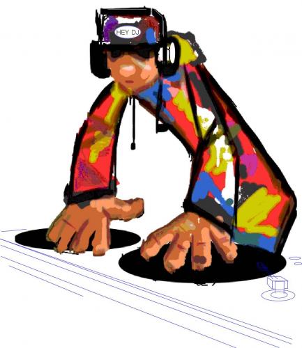 Cartoon: hey dj (medium) by markcrossey tagged dj,decks,mixer,hip,hop