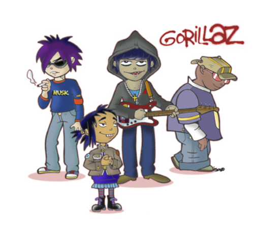 Cartoon: Gorillaz (medium) by isacomics tagged isacomics,isa,comics,music,caricature