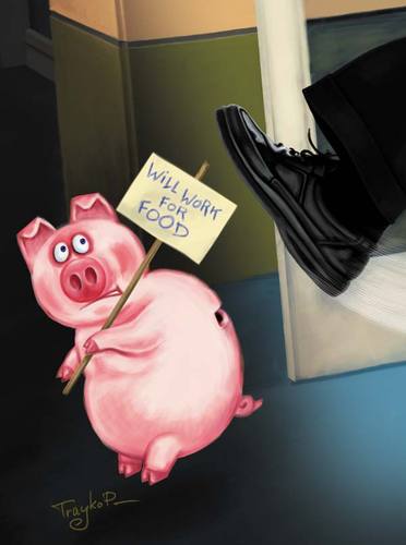 Cartoon: Money Saving Expert (medium) by trayko tagged money,piggy,banks,bank,saving