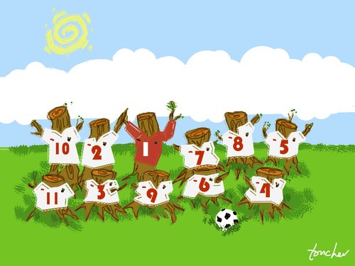 Cartoon: Bulgarian National Football Team (medium) by Bravemaina tagged bulgarian,national,football,team,soccer,world,cup,2010