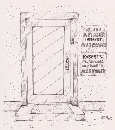 Cartoon: ohne titel (medium) by Christian BOB Born tagged praxis,arzt,räuber,einbrecher,kasse