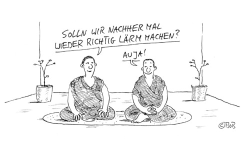 Cartoon: OMMM (medium) by Christian BOB Born tagged meditation,sein,tun,stille,lärm,yoga,geduld,buddhy,meditation,sein,tun,stille,lärm,yoga,geduld,buddhy