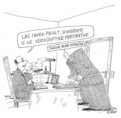 Cartoon: Perspektive (medium) by Christian BOB Born tagged arbeit,zukunft,arbeit,job,karriere,firma,unternehmen,angestellter,zukunft,beförderung,kollegen,chef,boss,büro,direktor,chancen,perspektive,schräg,körper,anatomie,körperhaltung,haltung,körpersprache