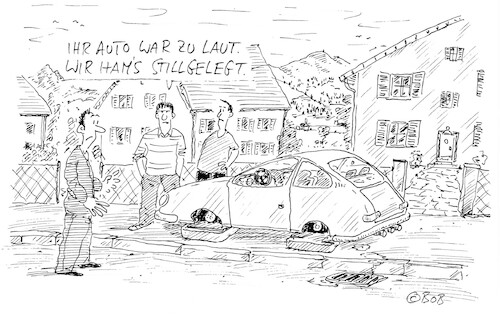 Cartoon: Stillgelegt (medium) by Christian BOB Born tagged auto,verkehr,lärm,fahrer,nachbarn,auto,verkehr,lärm,fahrer,nachbarn